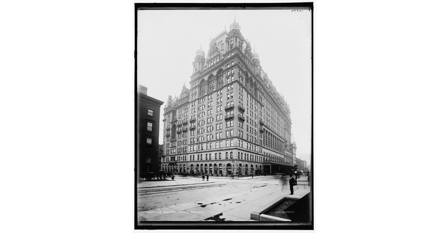 The original Waldorf-Astoria Hotel, Fifth Avenue, New York, ca. 1900